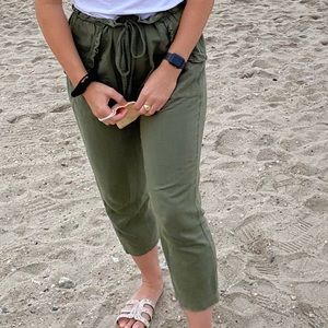 THE GREAT green high wasited linen pants